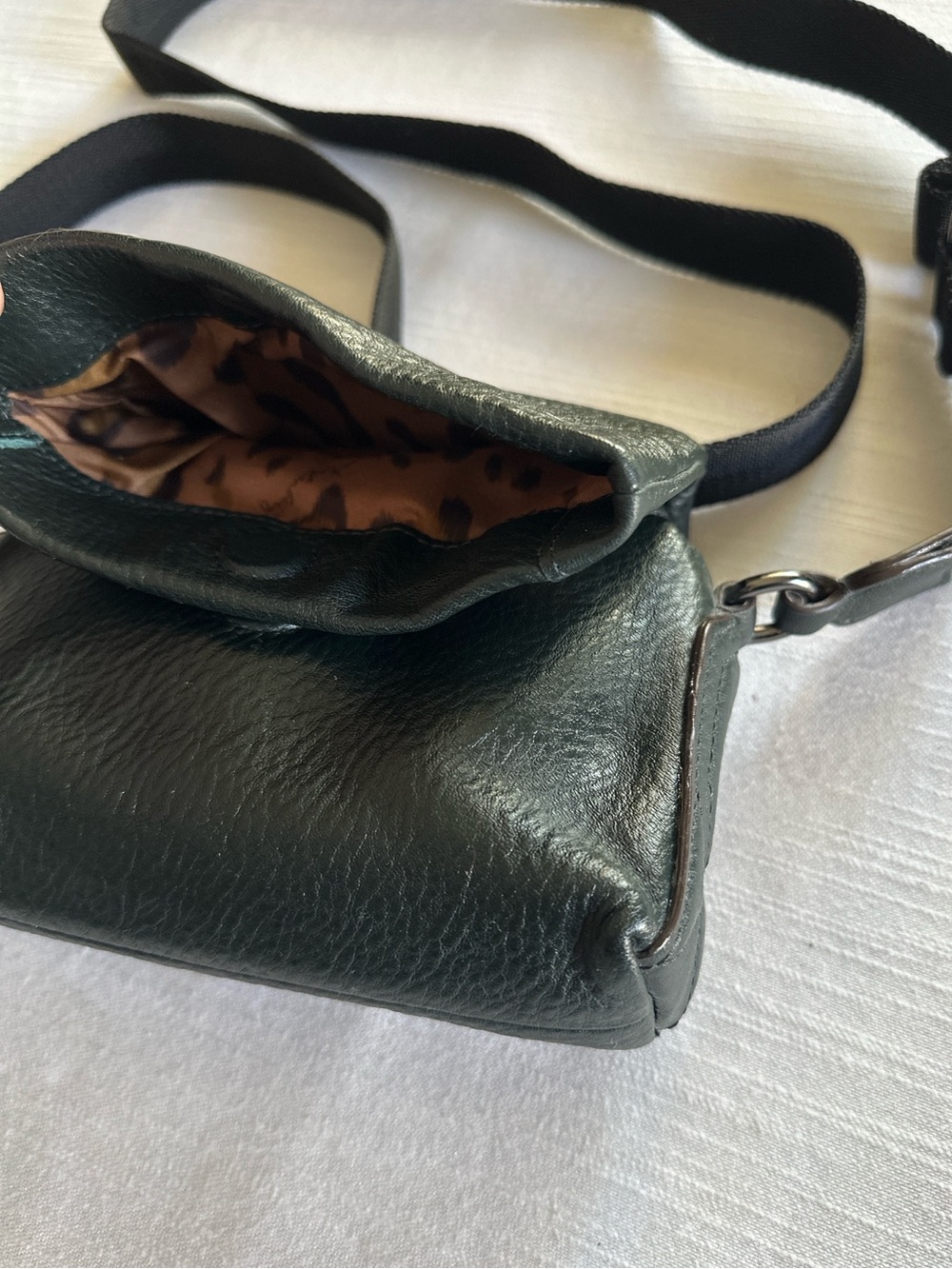 Aimee Kestenberg Black Pebble Leather Flap Mini Crossbody Bag Belt Bag